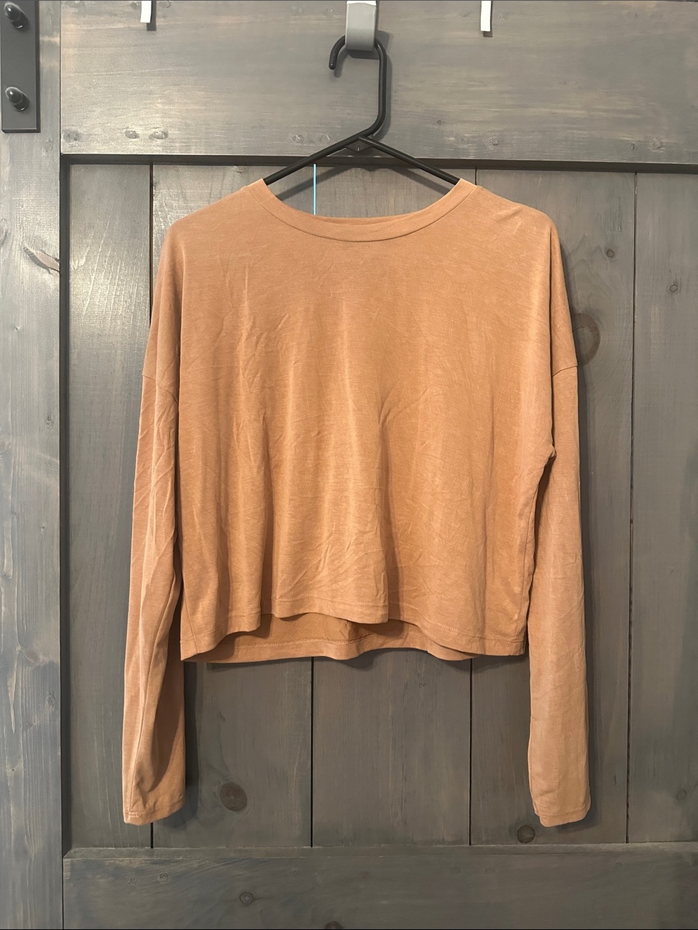 Forever 21 Cropped Long-Sleeve Tee - Camel